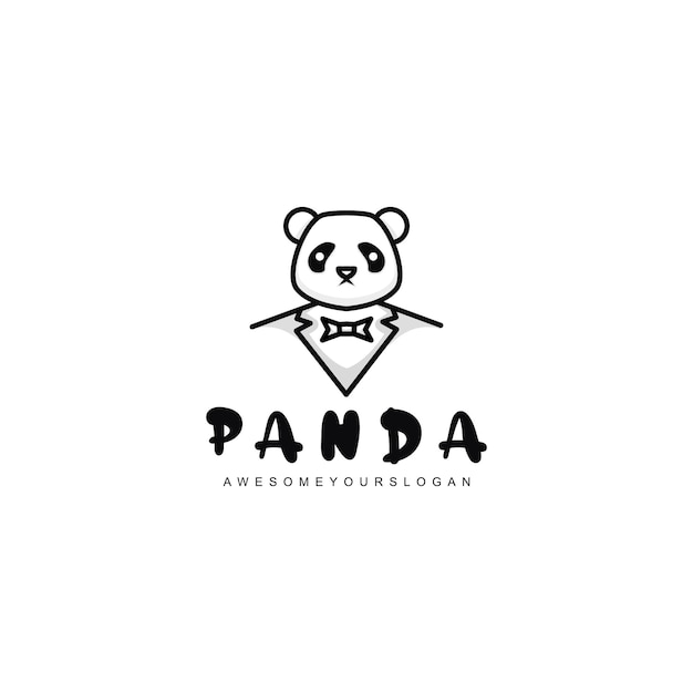 Logo template of panda business mascot cartoon style