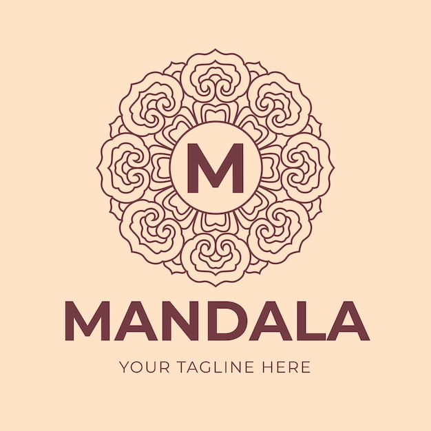 Logo Template With Lotus floral ornament and M letter