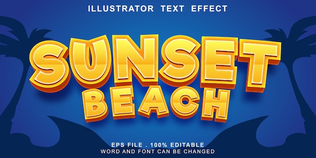 Logo text effect editable sunset beach template