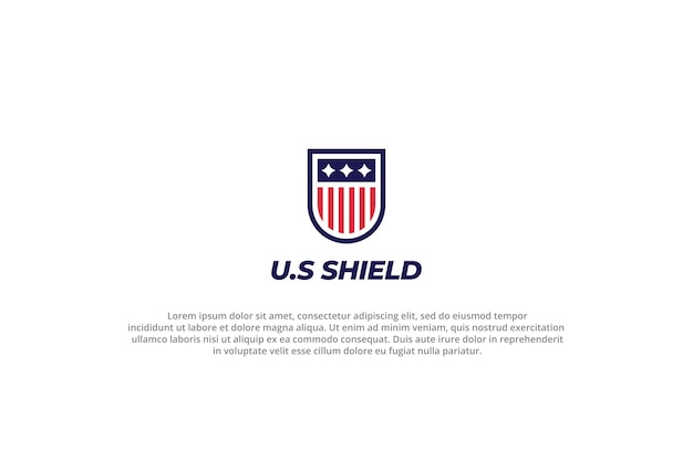 logo usa shield shape flag red and blue