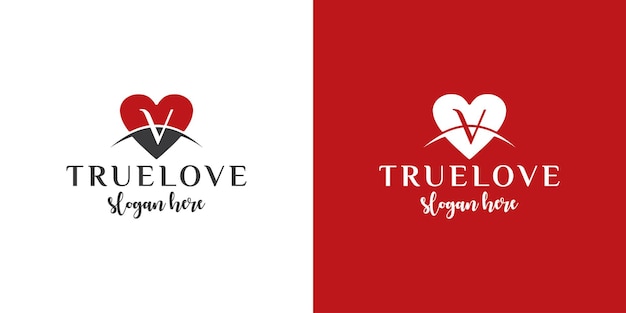 Logo v love heart