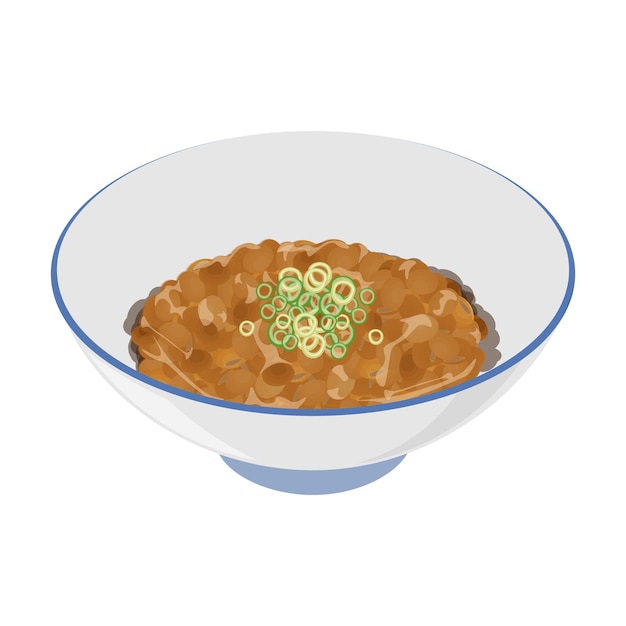 Vector logo vector illustration of natto or fermented soybean on a bowl