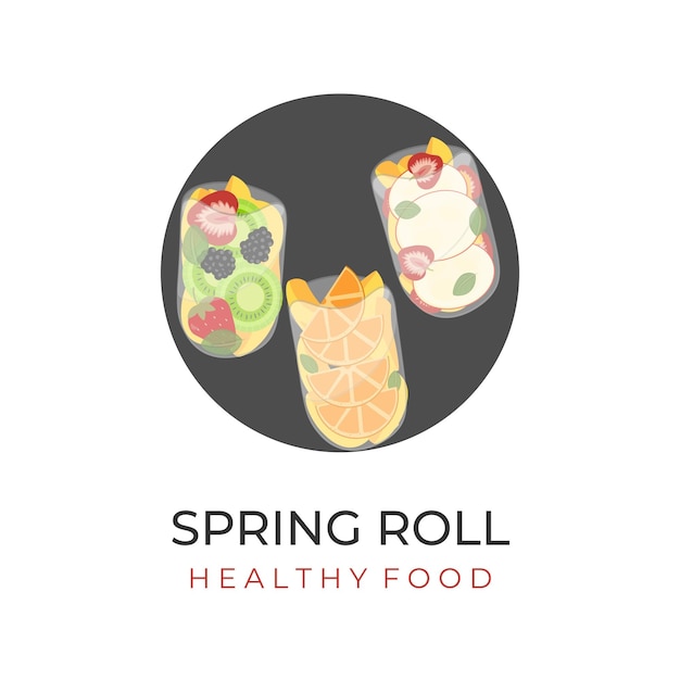 Logo Of Vietnamese Spring Roll Wrapped in Rice Paper With Delicious Fresh Fruit Filling