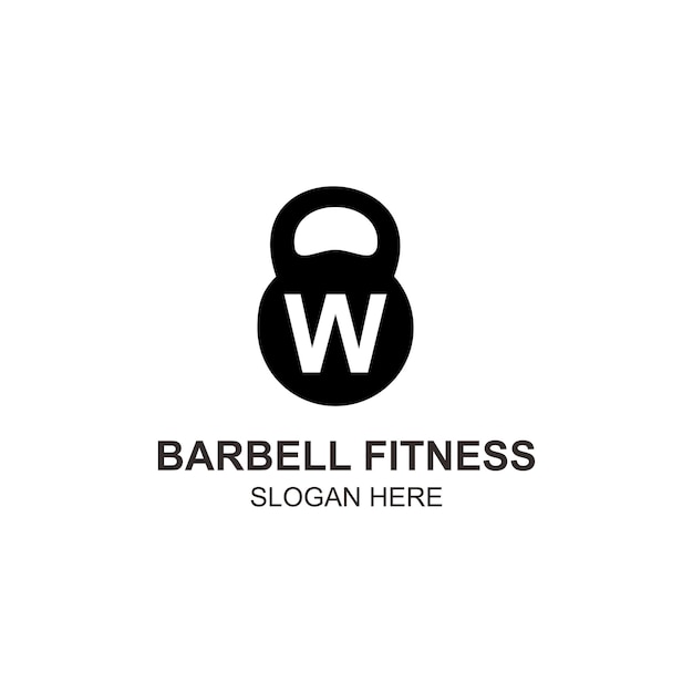 Logo w barbell fitness design