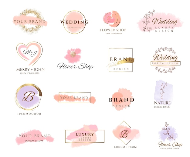 Logo watercolor background banner.for wedding,luxury logo,banner,badge,printing,product,package.vect