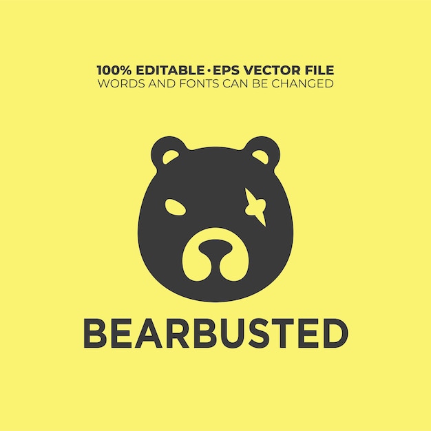 Logo wild bear with editable text