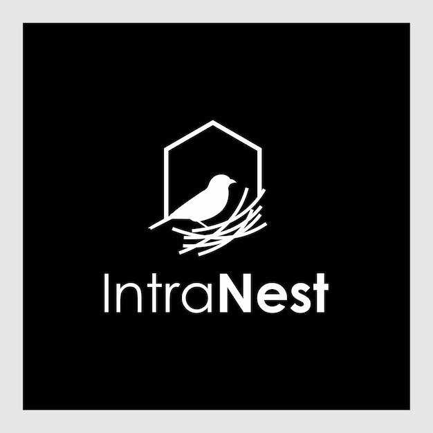 logo with a bird in a nest.simple and minimal bird nest icon logo line illustration