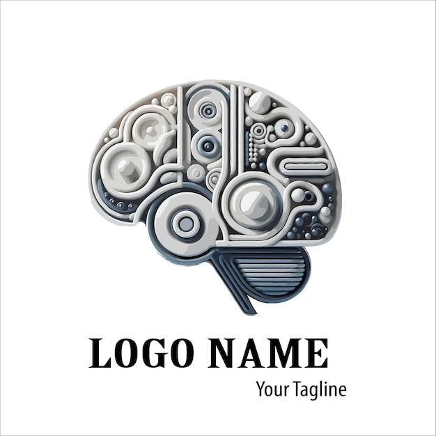 Vector logo with a brain and leaves vector