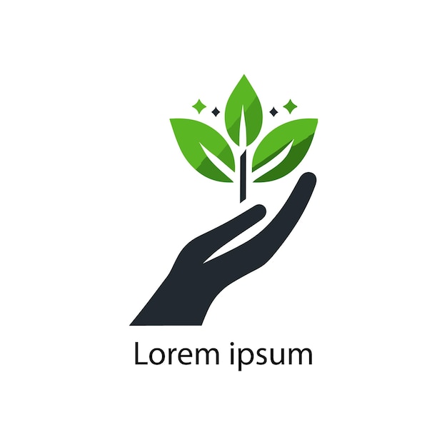 a logo with a person holding a leaf white background