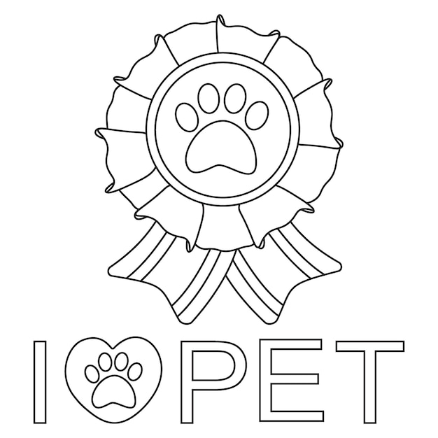 Logo with text i love pet Award with ribbons