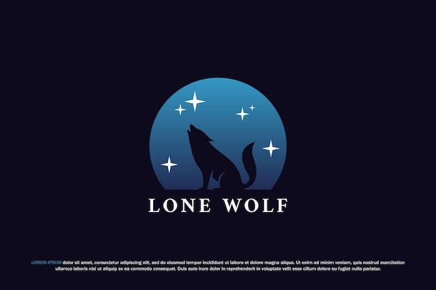 Logo wolf howl silhouette lone animal wildlife night