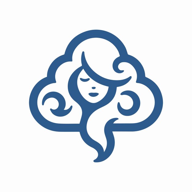 Vector logo of a woman with white cloud hair brand logo