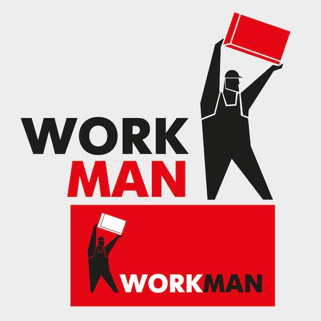 Logo working man holding a box Vector graphics