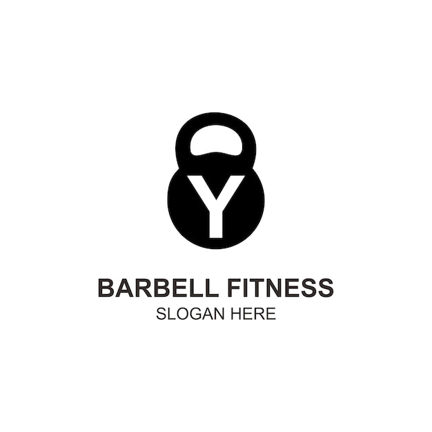 Logo y barbell fitness design