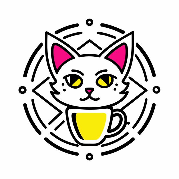 Vector logo in y style for cat coffee vector illustration