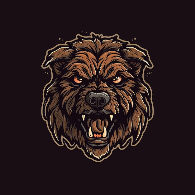 A logo of a zombie dog's head designed in esports illustration style