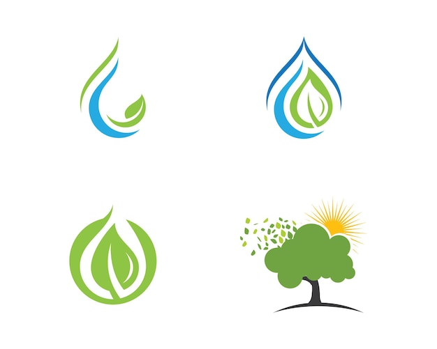 Logos of green tree leaf ecology nature element vector icon