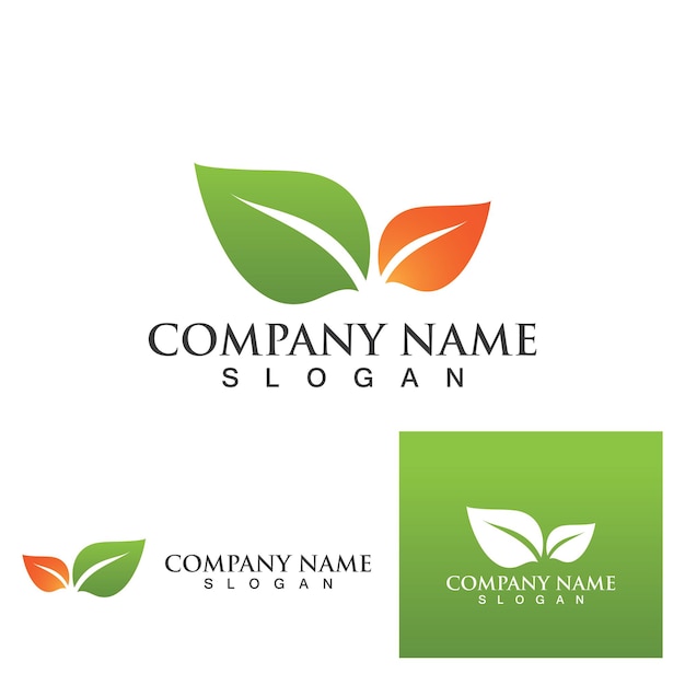 Logos of green Tree leaf ecology nature element vector