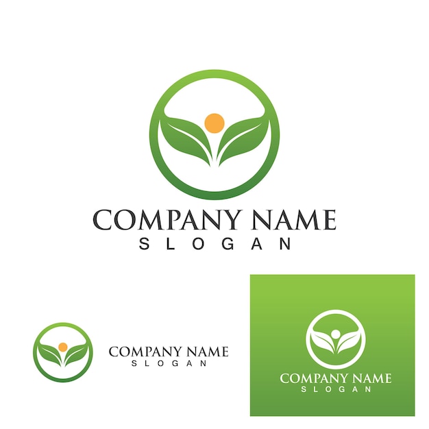 Logos of green Tree leaf ecology nature element vector