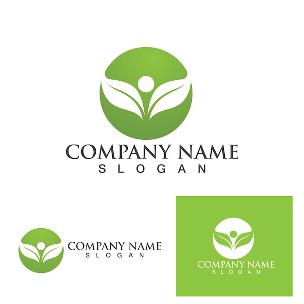 Logos of green Tree leaf ecology nature element vector