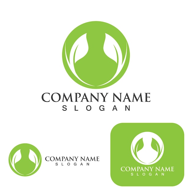 Logos of green Tree leaf ecology nature element vector