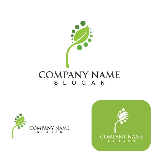 Logos of green Tree leaf ecology nature element vector