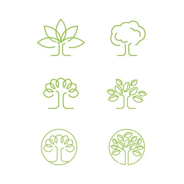 Logos of green Tree leaf ecology