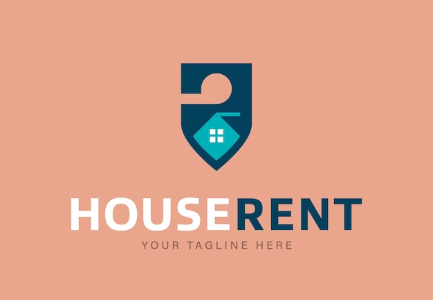 Logotype design template for real estate agency offering house rent