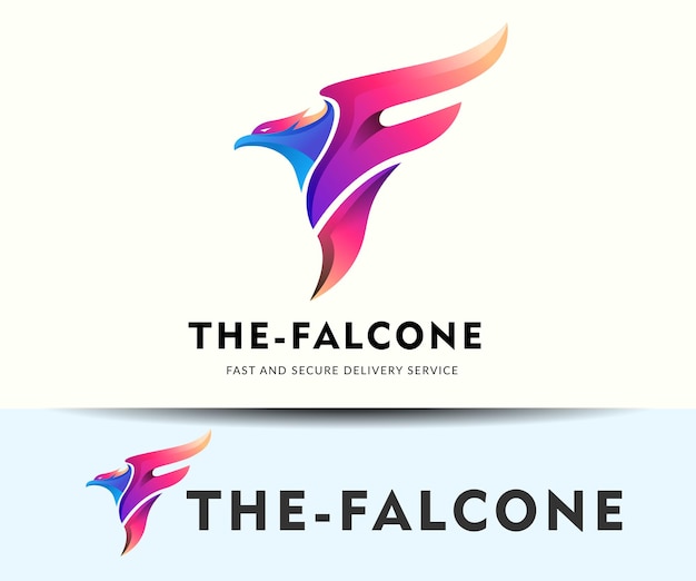 Logotype letter F in Falcon wing shape logo design template illustration