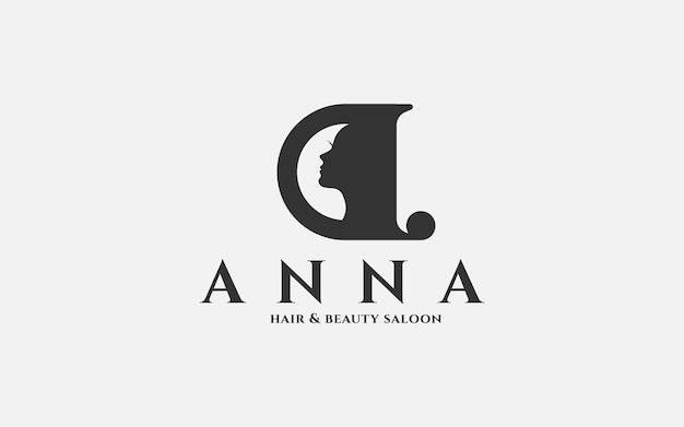 Logotype letter A with women silhouette inside isolated blue background, usable LOGO for beauty saloon, spa, woman, boutique