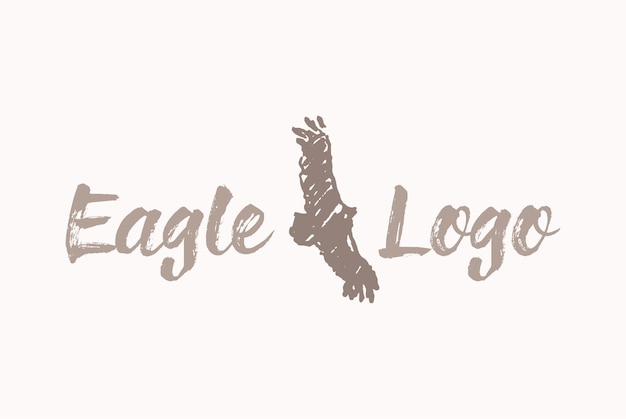 Logotype with hand drawn eagle illustration, sketch