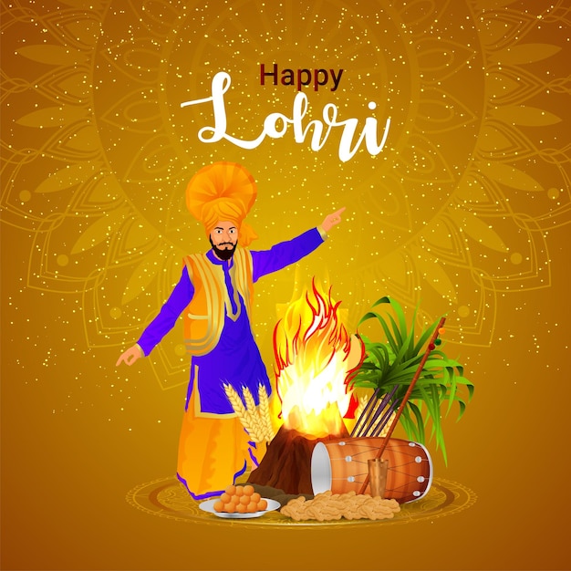 Lohri sikh festival design concept