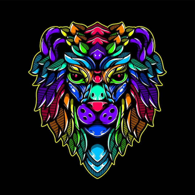 lolipop colorful decorative lion pattern mascot