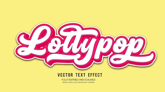 Lollipop 3d Editable Text Effect Vector Template With Cute Background