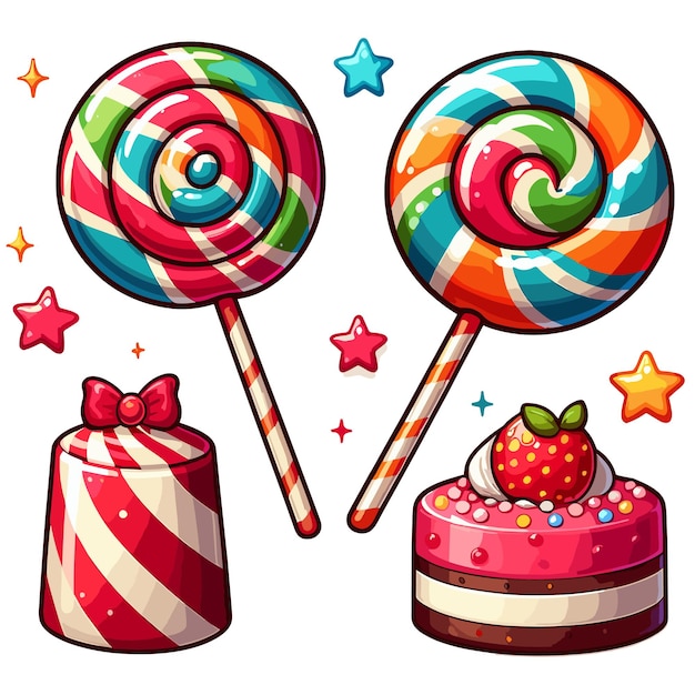 lollipop candy cartoon vector illustration on white background