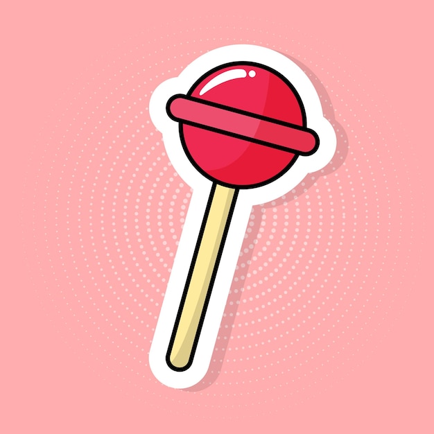 Lollipop Chupa-Chups sticker in trendy pop art style. Vector illustration.