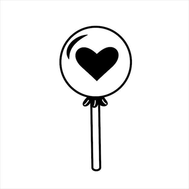 Lollipop ChupaChups with heart Drawn with outline in doodle style