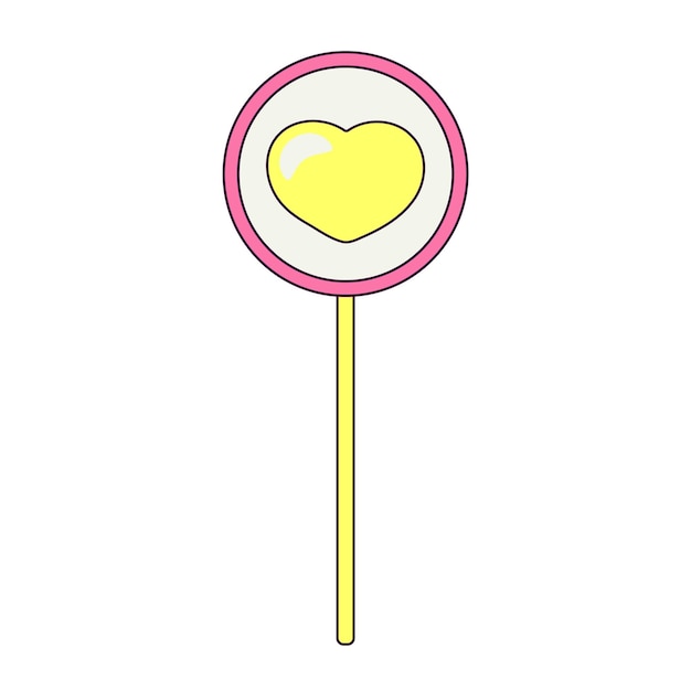 Lollipop with Heart in the Center Isolated Element for Day of Valentine