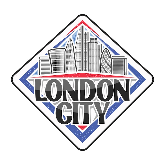 London City Skyline Landmark Flag Sticker Emblem Badge Travel Souvenir Illustration