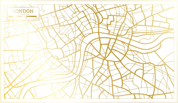 London England City Map in Retro Style in Golden Color