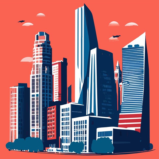 Vector london financial district skyline square mile vector illustration