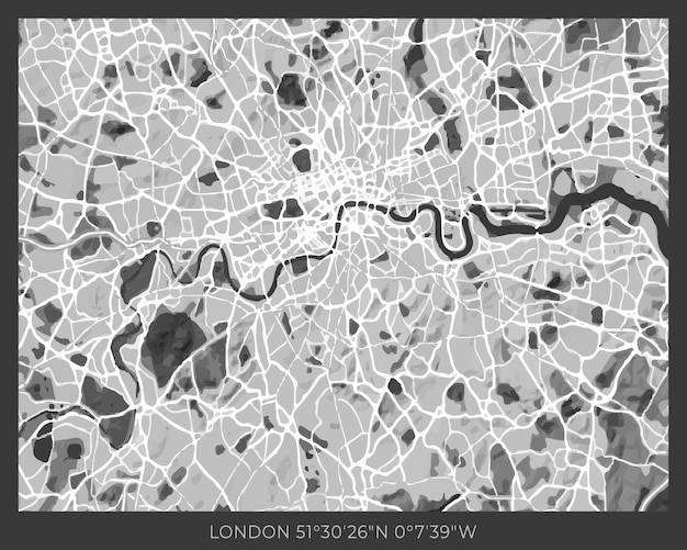 London Map abstract monochrome design for interior posters wallpaper wall art or other printing products Vector illustration