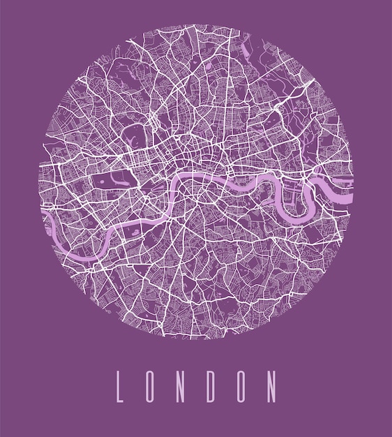 Vector london map poster decorative design street map of london city cityscape aria panorama