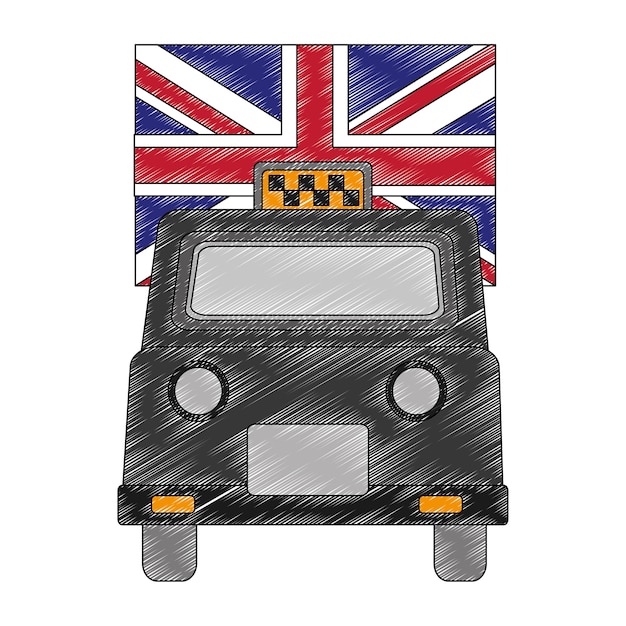 london taxi with flag isolated icon 