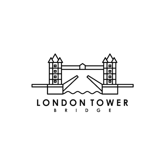 London tower clock bridge logo design vector