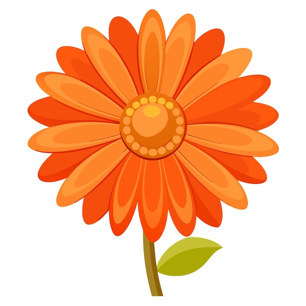 Vector lone orange daisy against white background