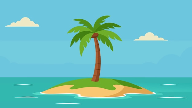 A lone palm tree standing tall on a secluded island in the middle of the tranquil sea providing