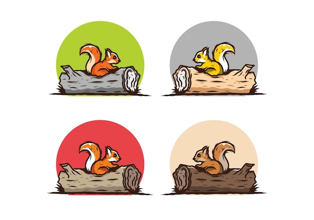 Lonely squirrel hiding in a dead tree trunk illustration