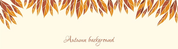 Long background with autumn leaves Vector minimal banner template with copy space for text