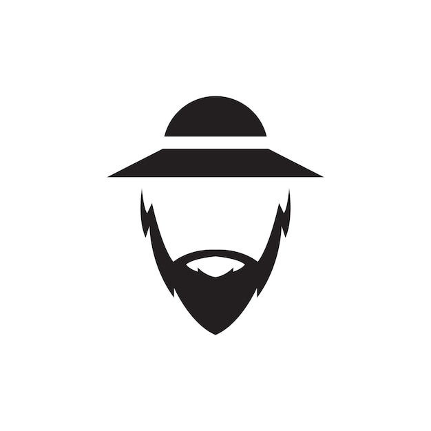 Long beard man with hat logo design vector graphic symbol icon illustration creative idea